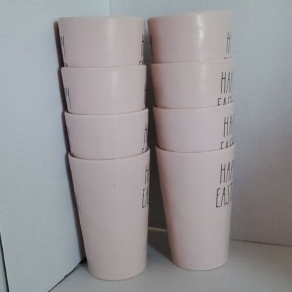 8 Happy Easter Cups Tumblers Rae Dunn Pink Plastic - Picture 2 of 11
